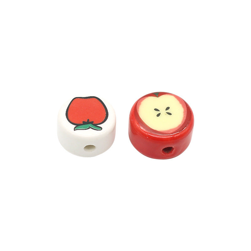 Wholesale 5PCS Christmas Ceramic Apple Beads